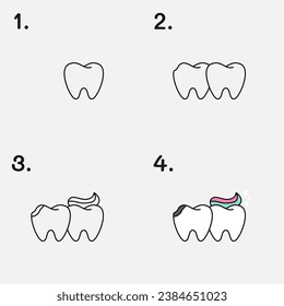 Easy step by step guide: drawing and coloring tooth.