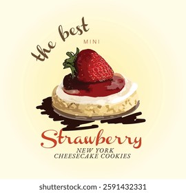 Easy Strawberry Cheesecake Cookies with a Cake Mix illustration vector graphics design, food fashion trendy graphics for t-shirt design