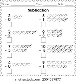 Easy subtraction worksheet for kids  (activity 5)