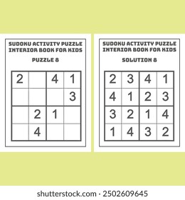 Easy Sudoku Activity Puzzle KDP Interior Book for Kids