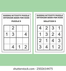 Easy Sudoku Activity Puzzle KDP Interior Book for Kids