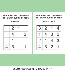 Easy Sudoku Activity Puzzle KDP Interior Book for Kids