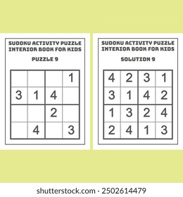 Easy Sudoku Activity Puzzle KDP Interior Book for Kids