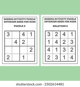 Easy Sudoku Activity Puzzle KDP Interior Book for Kids