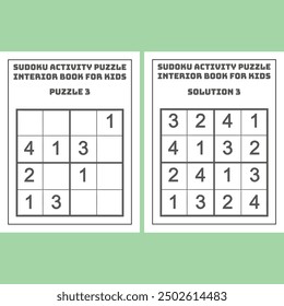 Easy Sudoku Activity Puzzle KDP Interior Book for Kids