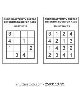 Easy Sudoku Activity Puzzle KDP Interior Book for Kids