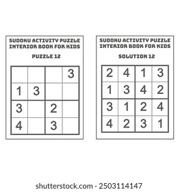 Easy Sudoku Activity Puzzle KDP Interior Book for Kids