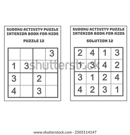 Easy Sudoku Activity Puzzle KDP Interior Book for Kids