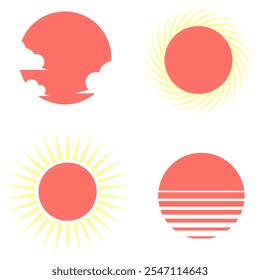 Easy sun drawing set. Nature drawing elements.