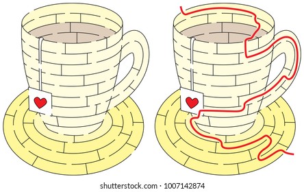Easy tea maze for younger kids and solution
