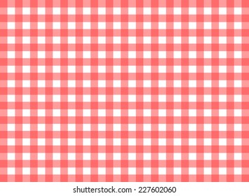 Easy tilable  red gingham repeat pattern print, seamless background, wallpaper with fabric texture visible 