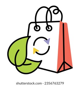Easy top use doodle icon of eco bag 