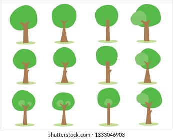Easy tree icons in various forms with shadows.
