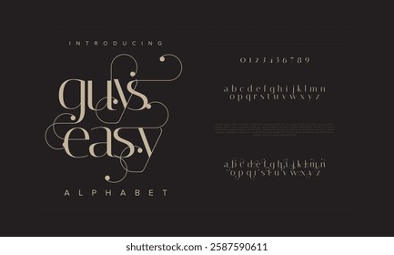 Easy typography beauty fashion elegant minimalist serif italic fonts decorative wedding vintage retro logos. Minimal luxury font alphabet logo. Vector illustration