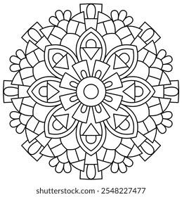 easy and unique mandala design for coloring book page, creative mandala art for wall art, henna design
