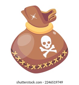 Easy to use 2d icon of pirate bag 