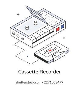 Easy to use 3d icon of cassette recorder 