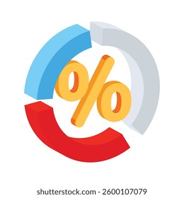 Easy to use 3d icon depicting interest rate chart