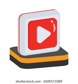 Easy to use 3d style icon of video player button