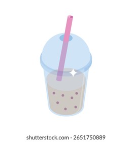 Easy to use 3d style icon of colorful boba tea