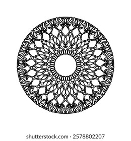 Easy to use black and white mandala circle outline - mandala coloring pages for adults and kids - simple mandala art vector. Decorate the walls, yes tiles, carpets and fabric patterns.