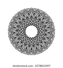 Easy to use black and white mandala circle outline - mandala coloring pages for adults and kids - simple mandala art vector. Decorate the walls, yes tiles, carpets and fabric patterns.