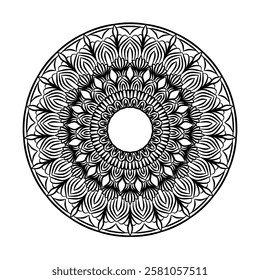 Easy to use black and white mandala circle outline - mandala coloring pages for adults and kids - simple mandala art vector. Decorate the walls, yes tiles, carpets and fabric patterns.