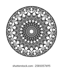 Easy to use black and white mandala circle outline - mandala coloring pages for adults and kids - simple mandala art vector. Decorate the walls, yes tiles, carpets and fabric patterns.