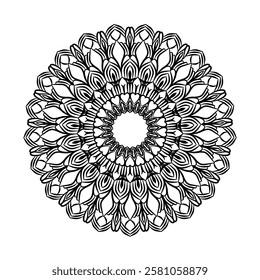 Easy to use black and white mandala circle outline - mandala coloring pages for adults and kids - simple mandala art vector. Decorate the walls, yes tiles, carpets and fabric patterns.