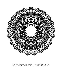 Easy to use black and white mandala circle outline - mandala coloring pages for adults and kids - simple mandala art vector. Decorate the walls, yes tiles, carpets and fabric patterns.