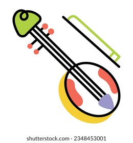 Easy to use doodle icon of banjo