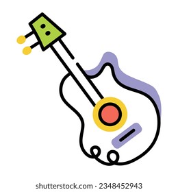 Icono de doodle fácil de usar de guitarra eléctrica 
