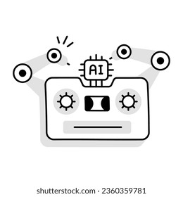 Easy to use doodle icon of robot tape 
