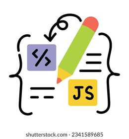 Icono de doodle fácil de usar del código de escritura 