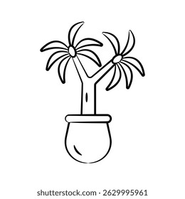 Easy to use doodle style icon of ponytail plant pot