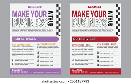 Easy to use and edit. Business flyer design template vector design, Modern brochure template flyer design vector template Multipurpose Flyer Layout with Red Accent

