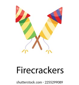 Easy to use flat icon of firecrackers 