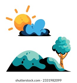 Icono plano de fácil uso del clima forestal 