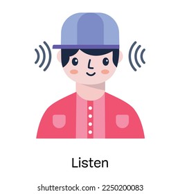 Easy to use flat icon of listen 