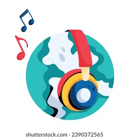 Easy to use flat icon of music day 