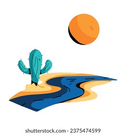 Easy to use flat icon showing desert road 