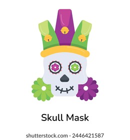 Easy to use flat icon of skull mask 