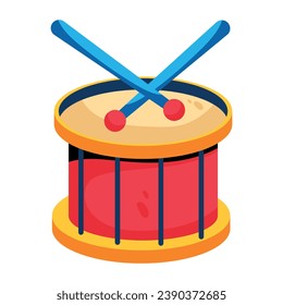 Easy to use flat icon of snare drum 
