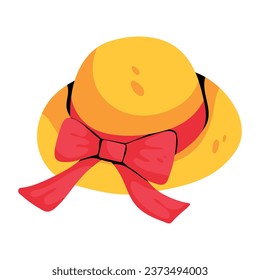 Icono plano de sombrero de paja fácil de usar 