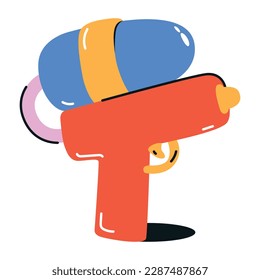 Icono plano de la pistola de juguete fácil de usar 