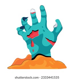 Easy to use flat icon of zombie hand  