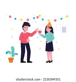 Easy to use flat illustration of birthday party 


