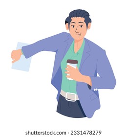 Easy to use flat illustration of coffee break 