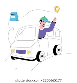 Easy to use flat illustration of delivery van 
