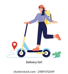Ilustración plana fácil de usar de la muchacha de entrega 